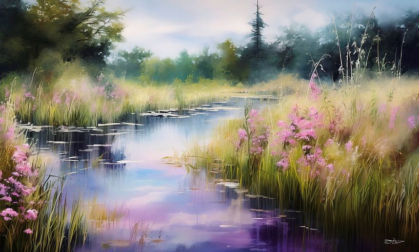 landschap in zachte kleuren van Gelissen Artworks