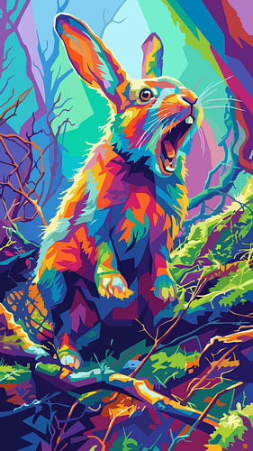 European Wild Rabbit WPAP Pop Art Illustration Metal Poster