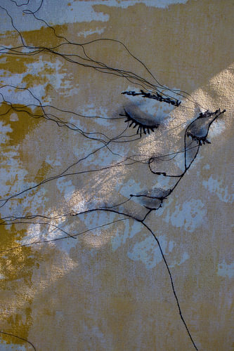 'The Warmth of the Sun' - Ochre Yellow Face – Woman in Wire.