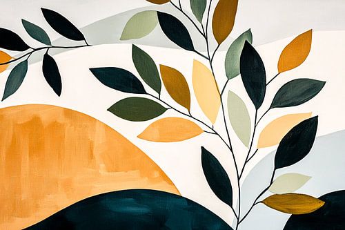 Abstract landschap met bladeren