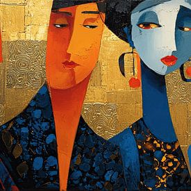 Gold | Blau Eleganz für Frauen von ARTEO Gemälde