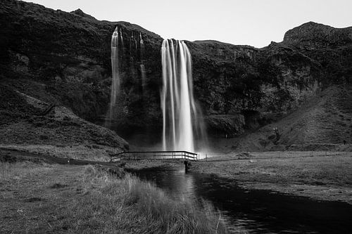 Seljalandsfoss zwart-wit