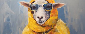 Modisches Schaf | Tierportrait von De Mooiste Kunst