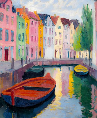 Vue colorée sur les canaux à Amsterdam