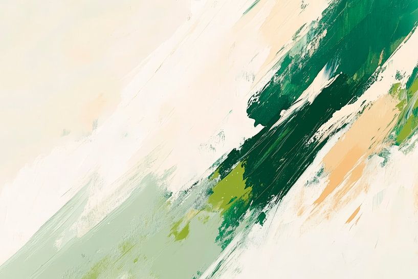 Grüne Pinselstriche auf hellem Grund von Poster Art Shop