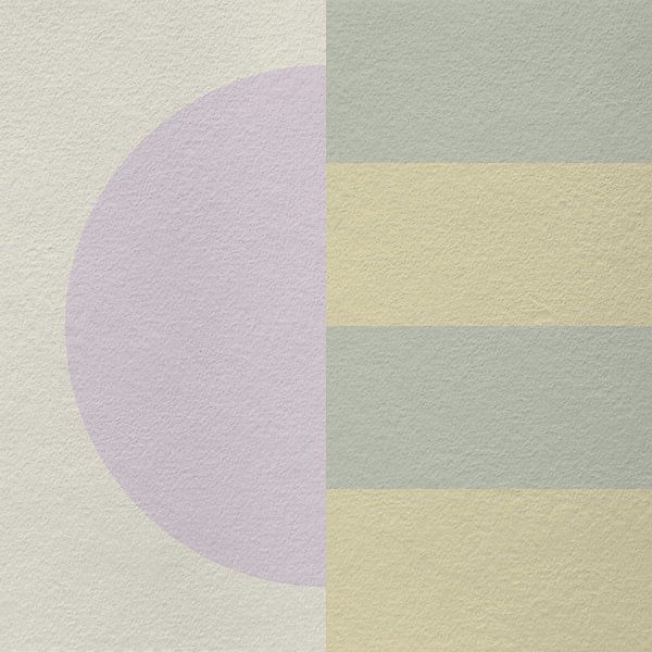 Abstract geometric modern art in purple, green and yellow. by Dina Dankers
