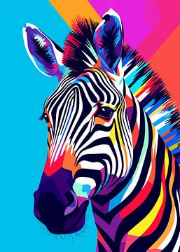 Zebra Dieren Pop Art Kleurstijl van Qreative