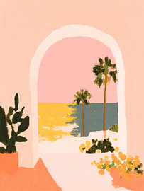Rosé-Terrasse mit Meerblick – Sommerliches Mittelmeerbild von StudioRemier