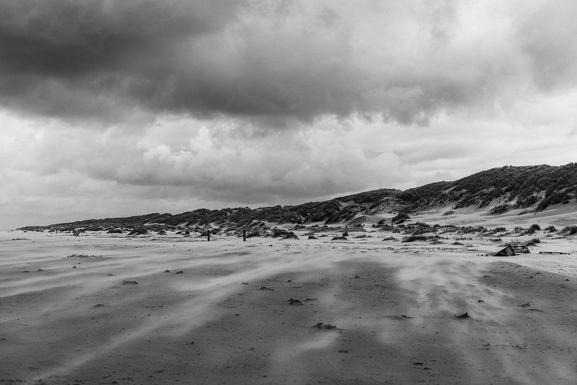 Strand De Cocksdorp Texel in Schwarz und Weiß von Suzanne Spijkers