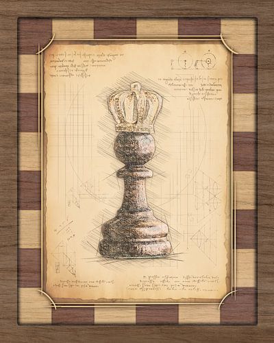 Pion koning. Vintage schetskunst.