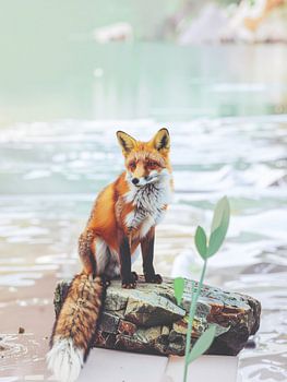 Minimalistisches Pop-Art-Fuchs-Porträt