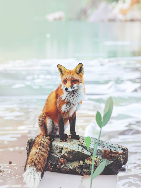 Minimalist Pop Art Fox Portrait by Ini Rendybovi