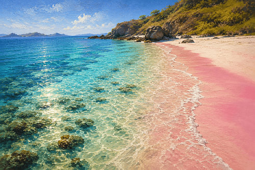 Waar roze zandstranden en turkoois water elkaar ontmoeten | Indonesië | Semi-abstract