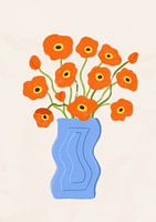 Mohnblumen in blauer Vase