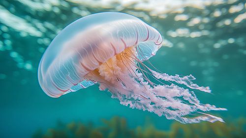 Kwallen drijven sierlijk in ondiep water