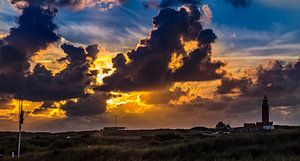 Eierland-Leuchtturm Sonnenuntergang Texel von Texel360Fotografie Richard Heerschap