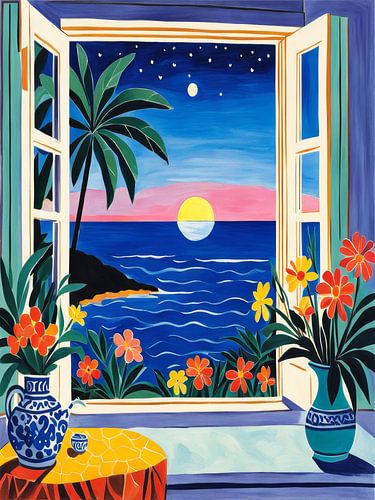 Sunset From The Window Style Henri Matisse