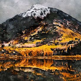 Aspen, Aspen, Verenigde Staten landschap schilderij #watercolor van JBJart Justyna Jaszke