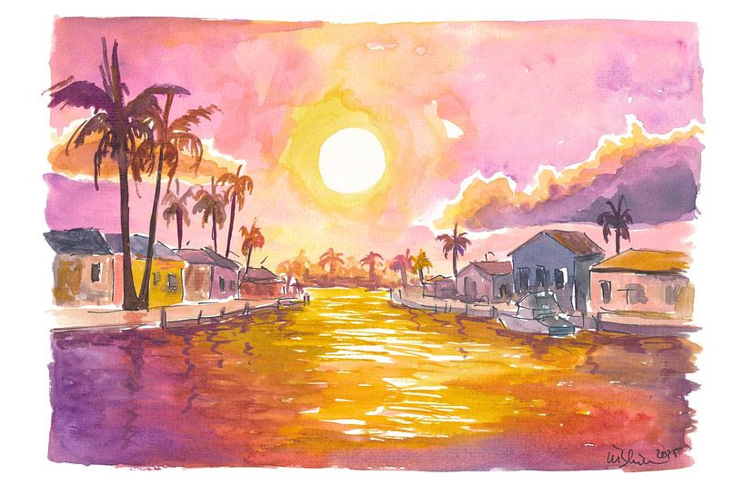 Cape Coral canals at the golden hour Reflections by Markus Bleichner