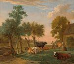 Koeien in de wei bij een boerderij, Paulus Potter, 1653 van Meesterlijcke Meesters thumbnail