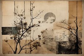 Collage Wabi-sabi in aardetinten van Studio Allee