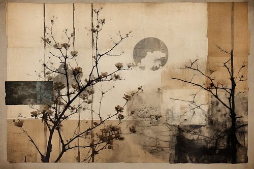 Collage Wabi-sabi in Erdtönen von Studio Allee