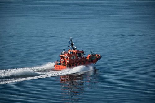 Loodsboot snelt voorbij
