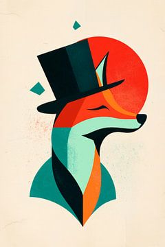 Elegante vos met hoge hoed van Poster Art Shop