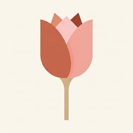 minimalist pink terracotta tulip flower illustration art by taufid hidayat