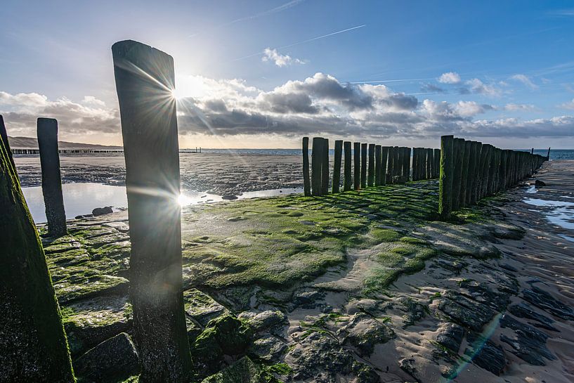 Golfbrekers strand Zoutelande van Jan Poppe