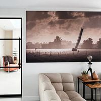 Klantfoto: Skûtsje in de avondzon en regenbui van ThomasVaer | Tom Coehoorn, als ArtFrame