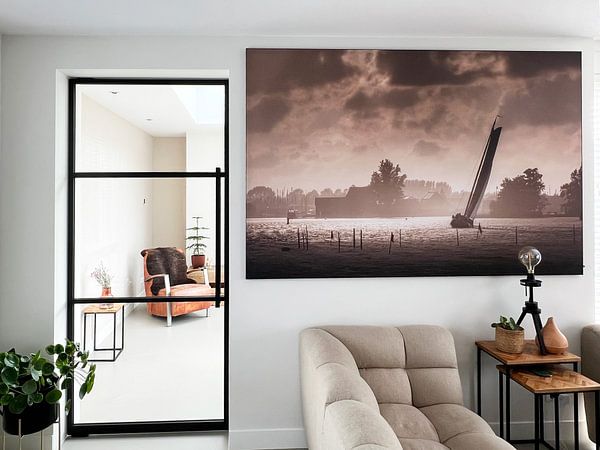 Customer photo: Skûtsje in the evening sun and rainstorm by ThomasVaer | Tom Coehoorn, on ArtFrame