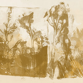 Flowers and grasses in golden yellow, ochre and white by Dina Dankers