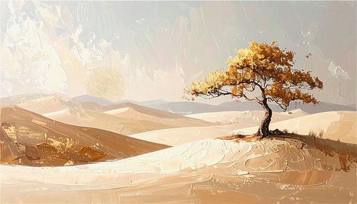 ZEN Berglandschap met boom in rustige tinten