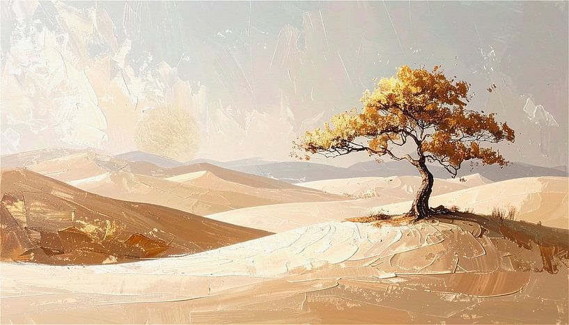 ZEN Berglandschaft mit Baum in ruhigen Tönen von Studio Pieternel