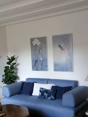 IJsvogel jagend op vis van Ohara Koson