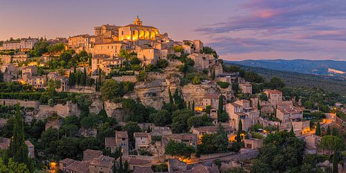Panorama and sunset in Gordes, France