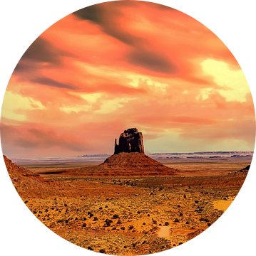 Panorama breed landschap Monument Valley in Arizona USA bij zonsondergang van Dieter Walther