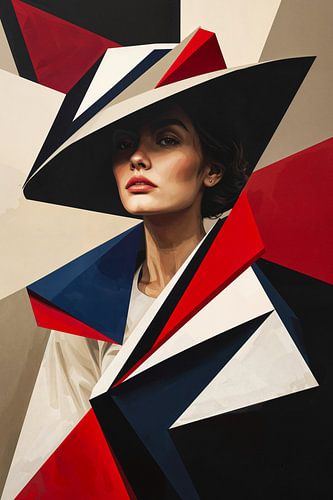 Mädchen mit Hut ein abstraktes geometrisches Porträt