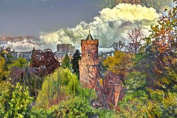 Schilderij Kronenburgertoren in Nijmegen van Slimme Kunst.nl
