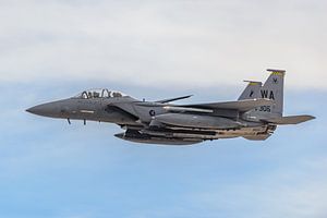 McDonnell Douglas F-15E Strike Eagle während einer Flugshow.