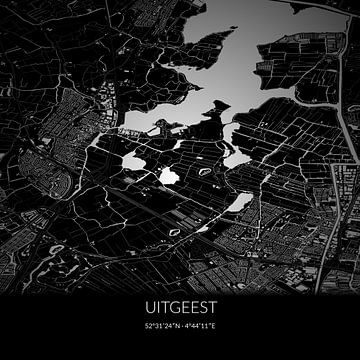 Carte en noir et blanc de Uitgeest, Hollande du Nord. sur Rezona
