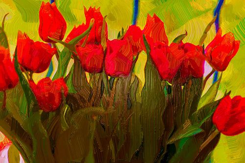 Digital oilpainting : Orange tulips
