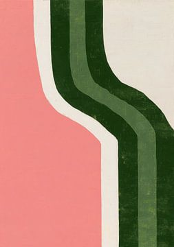 Minimalistisches Farbband Design Pink Grün Creme von Niklas Maximilian