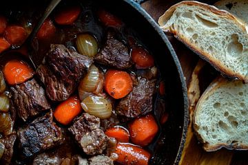 Hearty stew with vegetables and bread by Poster Art Shop