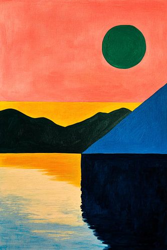 Kleurrijke abstracte zonsondergang landschapskunst