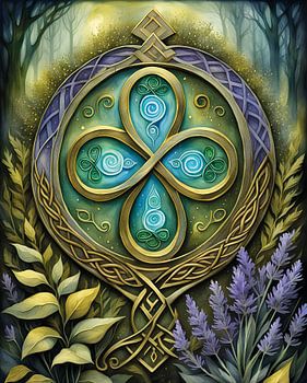 Symbole celtique avec lavande et sauge