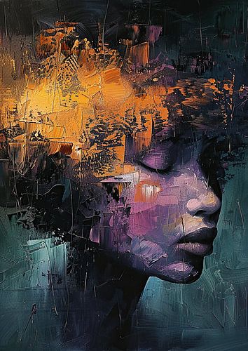 Femme cheveux | Femme colorée en style abstrait