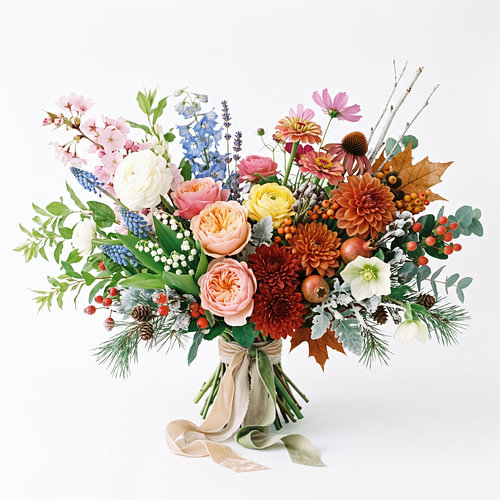 Bouquet floral de saison aux couleurs éclatantes