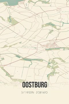 Alte Karte von Oostburg (Zeeland) von Rezona